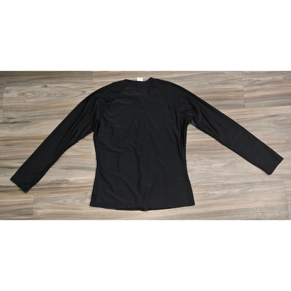 Black Long Sleeve Rash Guard XL UPF 50+ Zip Front Swim Shirt Colorblock - Picture 5 of 8